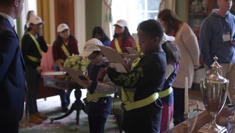 First-Lady-Melania-Trump-Hosts-White-House-Tour-Of-Screening-Room-For-Kids-And-Youth-In-Her-Be-Best-Initiative