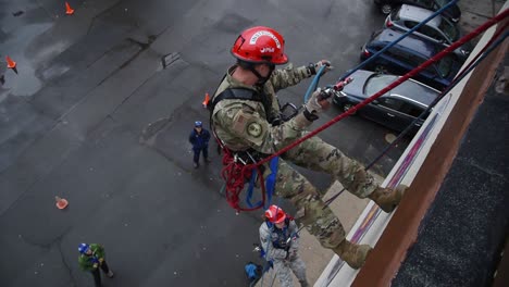 Us-Air-Force-Airmen-Teach-Firemen-And-First-Responders-How-To-Rescue-A-Suspended-Victim,-Ramestein-Air-Base