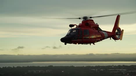 Aerials-Of-Us-Coast-Guard-Mh-65-Helicopter,-Guns-And-Crew-Fly-During-A-Counter-Narcotic-Training-Flight,-Florida