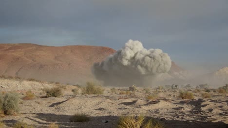 1St-Combat-Engineer-Battalion-Us-Marines-Training-Exercise,-Breach-Obstacles-And-Prep-Road-In-Rough-Desert-Terrain,-Ca