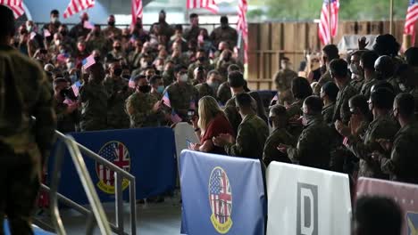 Troops-Greet-Us-President-Joe-Biden-And-Jill-Biden-Speaks-At-British-Royal-Air-Force-Base-Mildenhall,-England