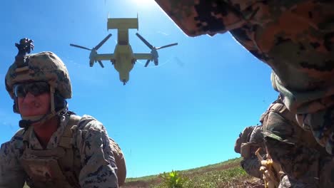 Us-Marines-Conduct-Tactical-Air-Control,-Practicing-Close-Air-Support-Operations-With-Marine-Fighter-Attack-Squadron-Jet-Fighter-Bombers,-Mariana-Island