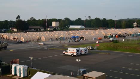 B-Roll-Of-Operation-Allies-Refugee-Pods-Providing-Temporary-Housing-For-Evacuees-And-Refugees,-Awaiting-Transfer-To-Other-Locations,-Ramstein-Afb