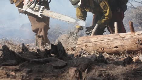 Los-Soldados-Del-Ejército-De-EE.-UU.-Base-Conjunta-Lewis-McChord-Usan-Motosierras-Y-Palas,-Limpian-Incendios-Forestales,-Bosque-Nacional-Plumas