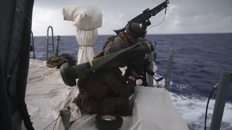 Us-Marines-And-Navy-Sailors-Prepare-A-Javelin-Shoulder-Fired-Anti-Tank-Missile-From-A-Mark-Vi-Patrol-Boat-In-The-Phillipines-Sea