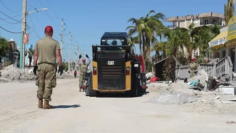 Air-National-Guard-202Nd-Red-Horse-Squadron-Equipment-Clears-Hurricane-Ian-Storm-Damage,-Ft-Myers-Beach,-Florida