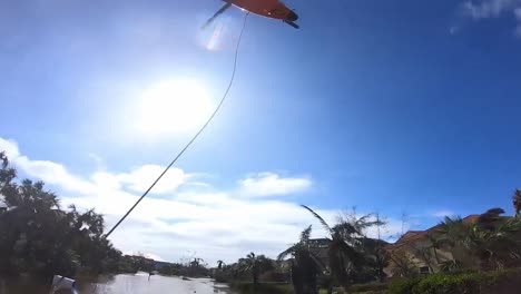 Us-Coast-Guard-Mh-65-Dolphin-Aircrew-Rescue-Operation-Near-Sanibel,-Florida-In-The-Storm-Wake-Of-Hurricane-Ian