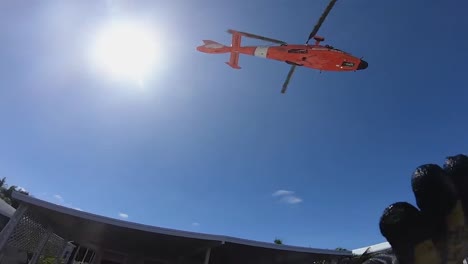 Us-Coast-Guard-Mh-65-Dolphin-Aircrew-Rescue-Operation-Near-Sanibel,-Florida-In-The-Storm-Wake-Of-Hurricane-Ian