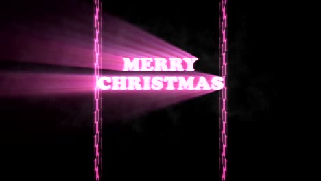 Retro-Red-Wide-Vertical-Checkered-Tunnel-Loop-with-3D-Merry-Christmas-Words-with-Panning-Light-Rays