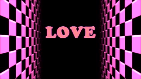 Retro-Red-Vertical-Checkered-Tunnel-Loop-with-3D-Love-Words-with-Strobing