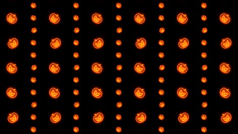 Vertical-Scrolling-Neon-Halloween-Pumpkin-in-Glowing-Orange-Tiled-Looping-Motion-Graphics