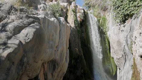 Fonts-de-L'Algar-biggest-cataract-waterfall-between-vertical-rock-walls