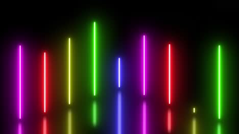 Colorful-Glowing-Neon-Lines-Equalizer-Seamless-Loop-Animation-Element-for-Vjs-Loops,-Vertical-Glowing-Lines-With-Blured-Reflections-for-Spectrum,-Nightclub,-Night-Party,-Led-Screen,-Music-Display