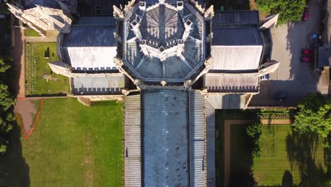 Vertical-view-of-Ely-Cathedral-tower-and-surrounding-city-and-countryside