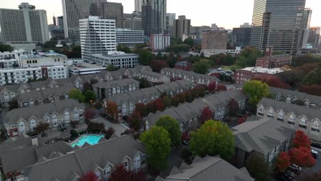 Rising-aerial-of-hotel-district-in-Atlanta-Georgia