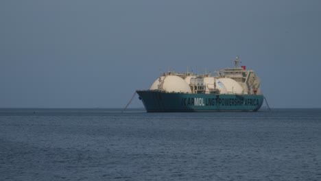 a-static-shot-showing-a-gas-container-ship-anchored-near-Dakar,-Senegal