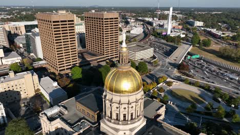 Aerial-orbit-of-State-of-Georgia-Capitol-rotunda-dome-in-downtown-Atlanta-GA