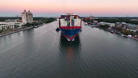 Cargo-ship-passes-Savannah-Convention-Center