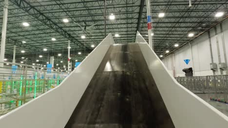 Empty-Conveyors-And-Handling-Equipment-Inside-The-Warehouse-Of-Amazon-Fulfillment-Center-In-Fort-Myers,-Florida