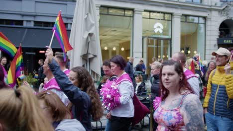 Many-people-march-in-Oslo-Pride-2022,-side-view