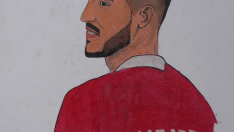 Portrait-Of-Belgian-Football-Player-Eden-Hazard-On-Wall-In-Malir,-Pakistan