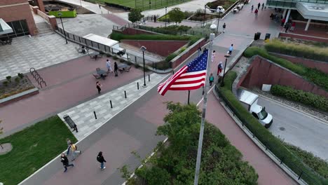 American-college-campus-with-USA-flags