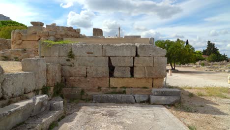 Bema-of-Saint-Paul-in-City-of-Ancient-Corinth-with-Blue-Sky-in-Background