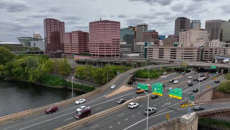 Aerial-reveal-of-Hartford-Connecticut