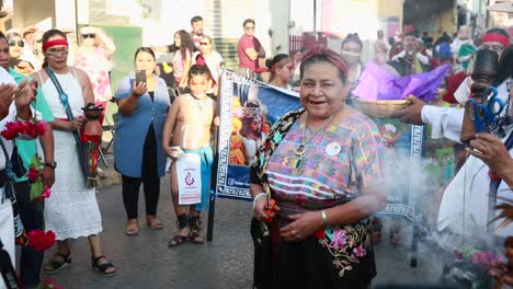 Dra,-Rigoberta-Menchu-Tum-At-The-Ribbon-cutting-Ceremony-Of-XXIV-Meeting-Of-Ancestral-Dances-In-Tuxpan,-Jalisco,-Mexico