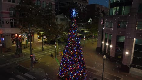 Arbol-De-Navidad-Iluminado-Por-La-Noche