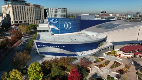 Georgia-Aquarium-aerial-view-of-entrance-and-top-visitor-attraction-in-downtown-Atlanta
