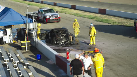 Firefighters-Arrive-On-the-Car-Explosion-Race-Accident-Scene