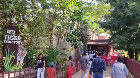 Menschen,-Die-Das-Tigergebiet-Im-Byculla-Zoo-Oder-In-Den-Rani-Bag-Victoria-Gardens-Besuchen