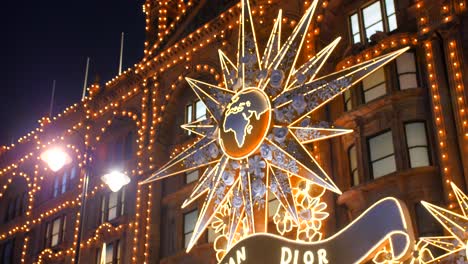 Luxurious-Christmas-Decor-Display-From-Christian-Dior-In-Harrods-Department-Store-In-London,-UK