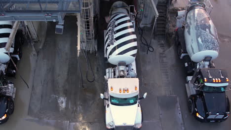 Aerial-View-of-Heavy-Trucks-Concrete-Mixers-in-Concrete-Ready-Mix-Factory