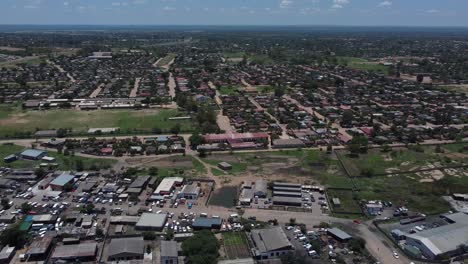 Drone-video-of-a-high-density-suburb-township-in-Bulawayo,-Zimbabwe