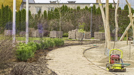 Planting-bushes-and-shrubs-in-a-public-park---time-lapse