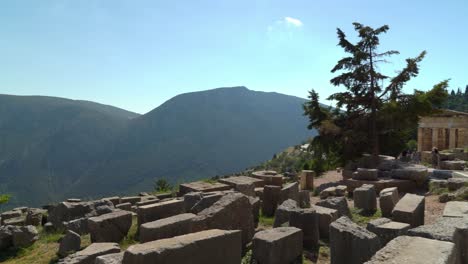 Panoramic-View-of-Treasury-of-Athenians-in-Delphi-Archaeological-Site