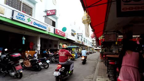 A-busy-Time-lapse-showing-daily-life-on-soi-new-plaza-in-Pattaya-Thailand