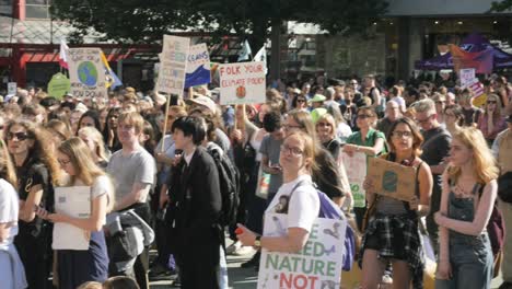 Youth-Climate-Strike-in-Sheffield-City-Centre-2019-in-front-of-the-City-Hall-with-speakers-and-representatives-young-and-students-and-older-adults