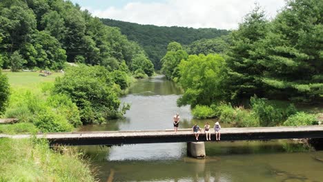 Escena-De-Verano,-Boone-Nc,-Condado-De-Watauga-Carolina-Del-Norte,-Roca-Que-Sopla-Nc,-Nueva-Antena-Del-Río-En-El-Puente-De-Agua-Baja,-Soledad-De-Verano