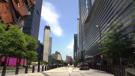 Vista-De-La-Calle-De-La-Ciudad-De-Nueva-York-Desde-Un-Centro-Comercial