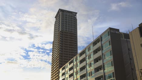 Shot-of-a-software-company-building-with-a-tower-during-a-cloudy-day