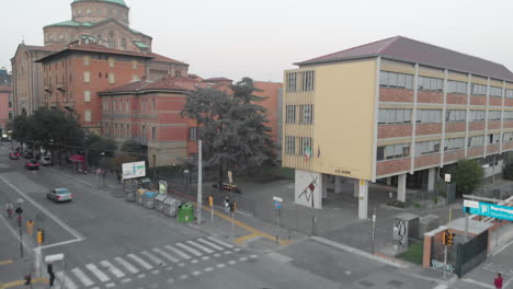 Aerial-shot-over-a-street-in-Italy