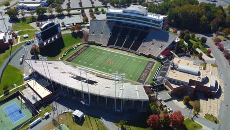 Circular-Aerial-of-Truist-Field,-Wake-Forrest-Football,-Winston-Salem,-NC