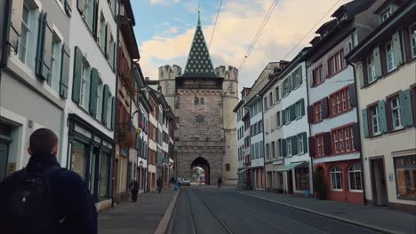 Spalentor-city-gate-of-Basel-static-shot