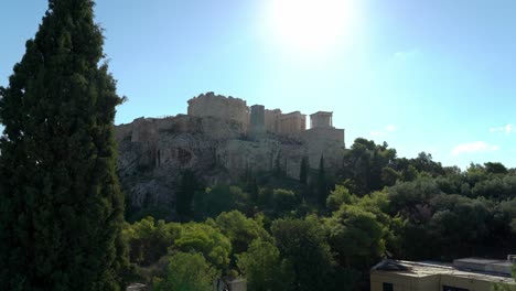 Panorama-Des-Parthenon-Mit-Auf-Dem-Hügel-Sichtbaren-Beule-Toren