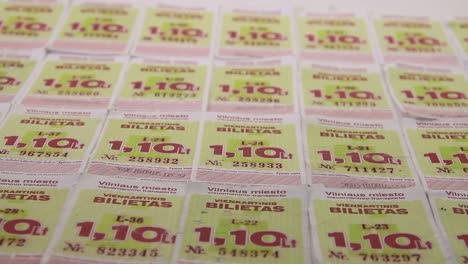 Rows-of-Vilnius-Bus-Ride-a-One-Time-Tickets-Purchased-For-The-Old-National-Currency-Litas