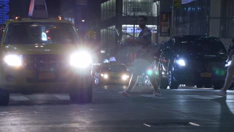 Busy-summer-night-time-traffic-in-New-York-City-street