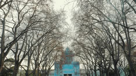 Royal-exhibition-building-under-construction-in-melbourne,-Australia-melbourne-carlton-gardens